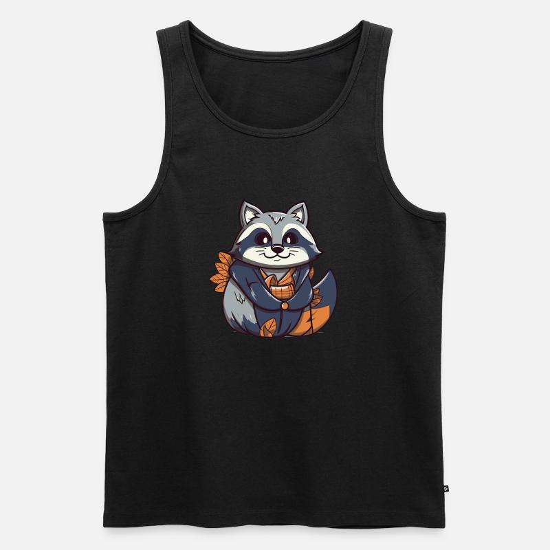 Waschbär - Kawaii Style - Männer Premium Bio Tank Top - Schwarz