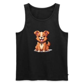 Dog - Kawaii Style - Men's Premium Organic Tank Top - black - Front - AI Model Male 178 light (178cm)