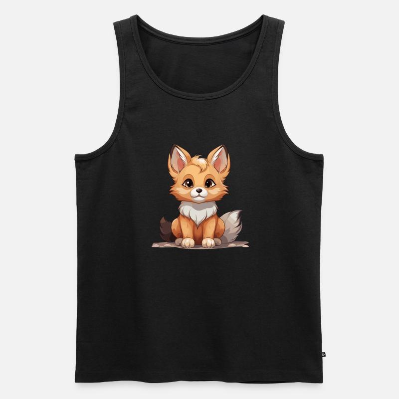 Fuchs - Kawaii Style - Männer Premium Bio Tank Top - Schwarz