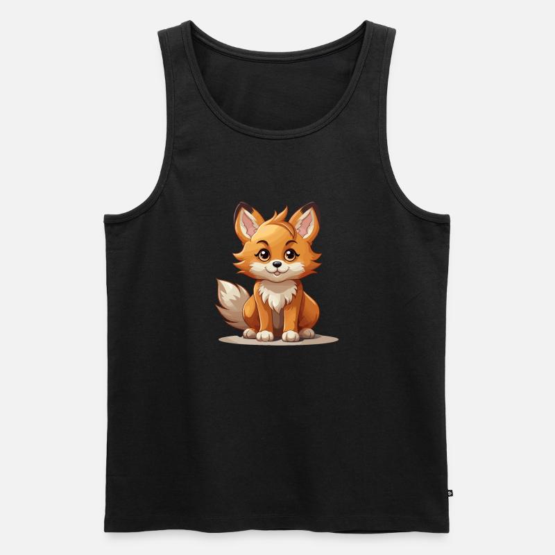 Fuchs - Kawaii Style - Männer Premium Bio Tank Top - Schwarz