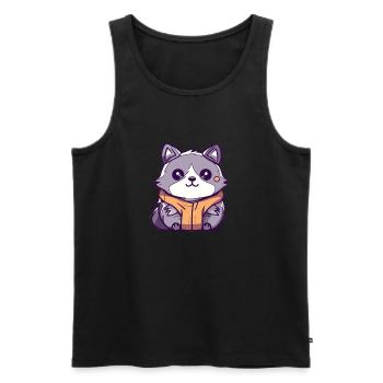 Raton laveur - Style Kawaii - Débardeur bio Premium Homme - noir - Devant - Michal (187cm)