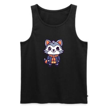 Raton laveur - Style Kawaii - Débardeur bio Premium Homme - noir - Devant - Michal (187cm)