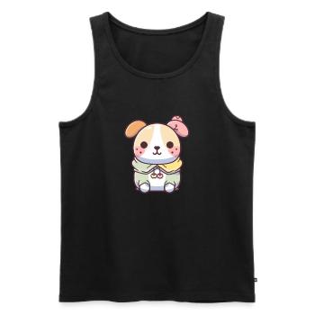 Dog - Kawaii Style - Men's Premium Organic Tank Top - black - Front - AI Model Male 178 light (178cm)
