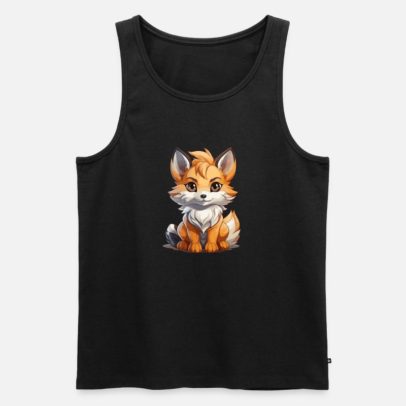 Fuchs - Kawaii Style - Männer Premium Bio Tank Top - Schwarz