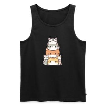 Cat - Kawaii Style - Men's Premium Organic Tank Top - black - Front - AI Model Male 178 light (178cm)
