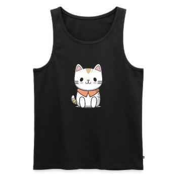 Cat - Kawaii Style - Men's Premium Organic Tank Top - black - Front - AI Model Male 178 light (178cm)