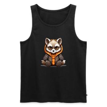 Waschbär - Kawaii Style - Männer Premium Bio Tank Top - Schwarz - Vorne - Michal (187cm)