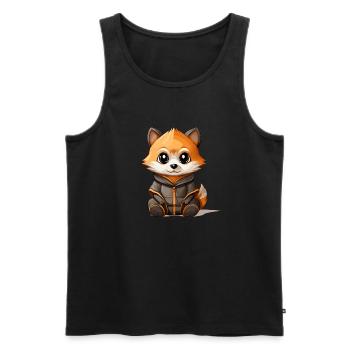 Waschbär - Kawaii Style - Männer Premium Bio Tank Top - Schwarz - Vorne - Michal (187cm)