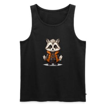 Waschbär - Kawaii Style - Männer Premium Bio Tank Top - Schwarz - Vorne - Michal (187cm)