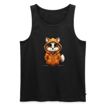 Waschbär - Kawaii Style - Männer Premium Bio Tank Top - Schwarz - Vorne - Michal (187cm)