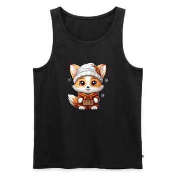 Fuchs Weihnachts Design - Kawaii Style - Männer Premium Bio Tank Top - Schwarz - Vorne - Michal (187cm)