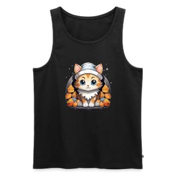 Design de Noël de chat - Style Kawaii - Débardeur bio Premium Homme - noir - Devant - Michal (187cm)