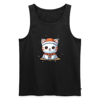 Design de Noël de chat - Style Kawaii - Débardeur bio Premium Homme - noir - Devant - Michal (187cm)