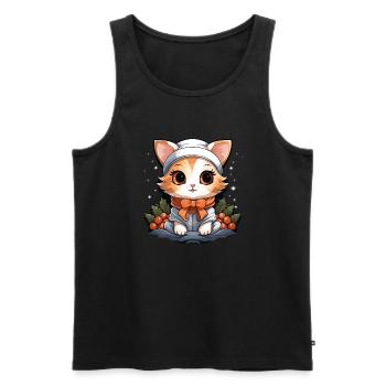 Design de Noël de chat - Style Kawaii - Débardeur bio Premium Homme - noir - Devant - Michal (187cm)