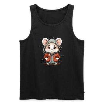 Souris Noël Design - Style Kawaii - Débardeur bio Premium Homme - noir - Devant - Michal (187cm)