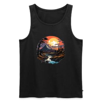 Landscape - Illustration - Men's Premium Organic Tank Top - black - Front - Michal (187cm)