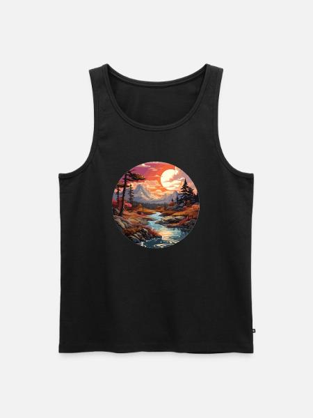 Landschaft - Illustration - Männer Premium Bio Tank Top - Schwarz
