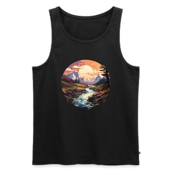 Landscape - Illustration - Men's Premium Organic Tank Top - black - Front - Michal (187cm)