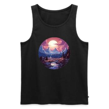 Landschaft - Illustration - Männer Premium Bio Tank Top - Schwarz - Vorne - Michal (187cm)
