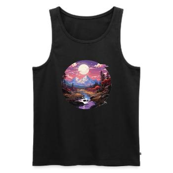 Landschaft - Illustration - Männer Premium Bio Tank Top - Schwarz - Vorne - Michal (187cm)