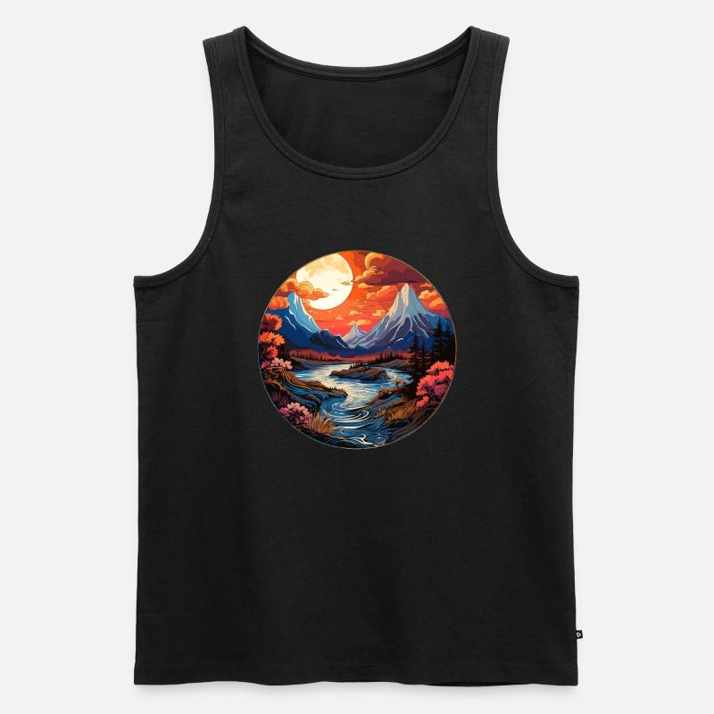 Landschaft - Illustration - Männer Premium Bio Tank Top - Schwarz