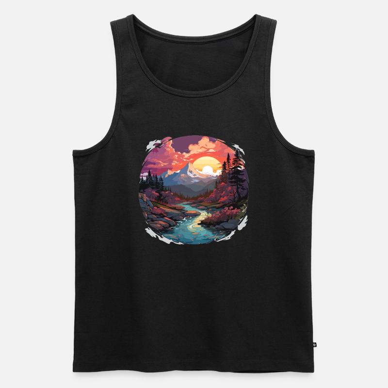Landschaft - Illustration - Männer Premium Bio Tank Top - Schwarz
