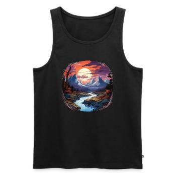 Landscape - Illustration - Men's Premium Organic Tank Top - black - Front - Michal (187cm)