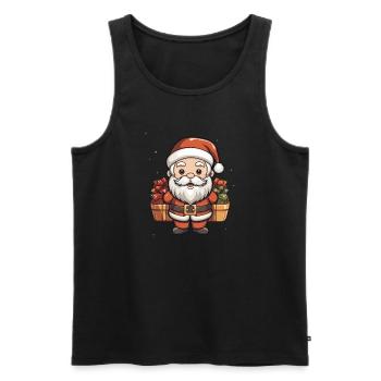 Weihnachtsmann Design - Kawaii Style - Männer Premium Bio Tank Top - Schwarz - Vorne - Michal (187cm)