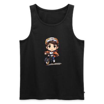 Fahrradfahrer Design - Kawaii Style - Männer Premium Bio Tank Top - Schwarz - Vorne - Michal (187cm)