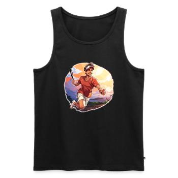 Joueur de tennis - Illustration - Débardeur bio Premium Homme - noir - Devant - Michal (187cm)