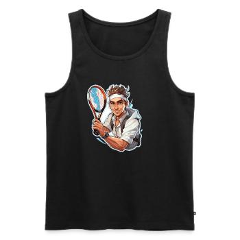 Joueur de tennis - Illustration - Débardeur bio Premium Homme - noir - Devant - Michal (187cm)