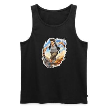 Joueur de tennis - Illustration - Débardeur bio Premium Homme - noir - Devant - Michal (187cm)