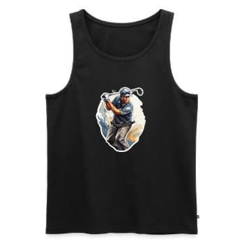 Golf Spieler - Illustration - Männer Premium Bio Tank Top - Schwarz - Vorne - AI Model Male 178 light (178cm)