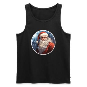 Père Noël - illustration - Débardeur bio Premium Homme - noir - Devant - Michal (187cm)