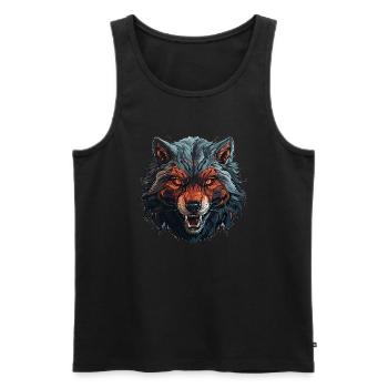 Wolf - Illustration - Männer Premium Bio Tank Top - Schwarz - Vorne - AI Model Male 178 light (178cm)
