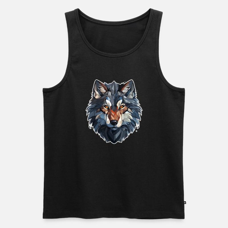 Wolf - Illustration - Männer Premium Bio Tank Top - Schwarz