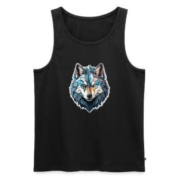 Wolf - Illustration - Männer Premium Bio Tank Top - Schwarz - Vorne - AI Model Male 178 light (178cm)