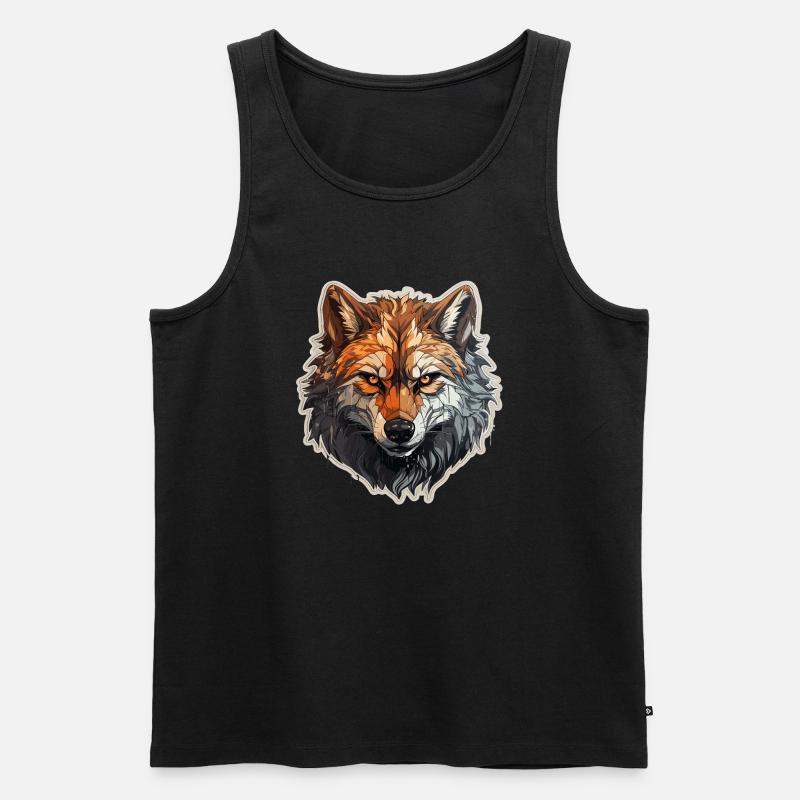 Wolf - Illustration - Männer Premium Bio Tank Top - Schwarz