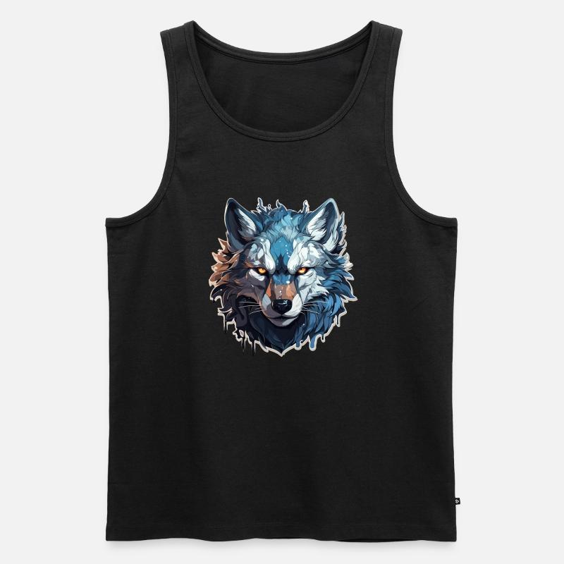 Wolf - Illustration - Männer Premium Bio Tank Top - Schwarz