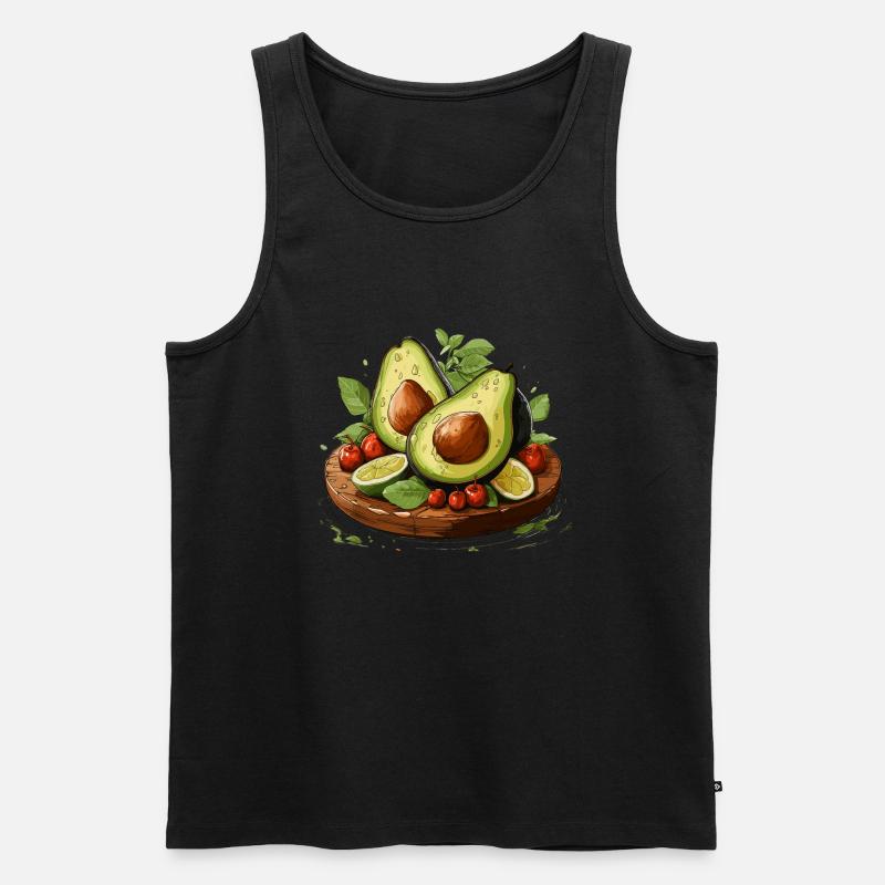 Avocado - Illustration - Männer Premium Bio Tank Top - Schwarz
