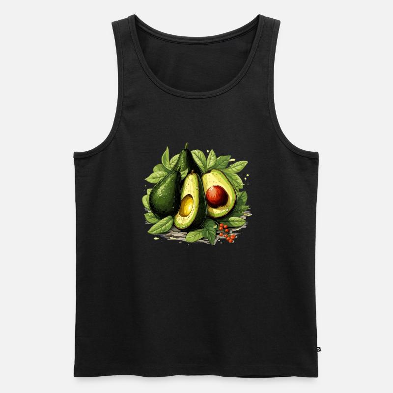 Avocado - Illustration - Männer Premium Bio Tank Top - Schwarz