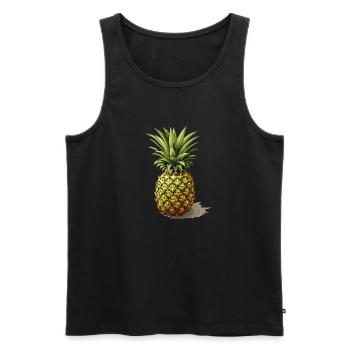 Ananas - Illustration - Männer Premium Bio Tank Top - Schwarz - Vorne - AI Model Male 178 light (178cm)