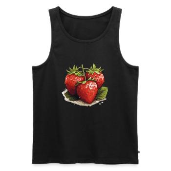 Fraise - illustration - Débardeur bio Premium Homme - noir - Devant - Michal (187cm)