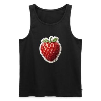 Fraise - illustration - Débardeur bio Premium Homme - noir - Devant - Michal (187cm)