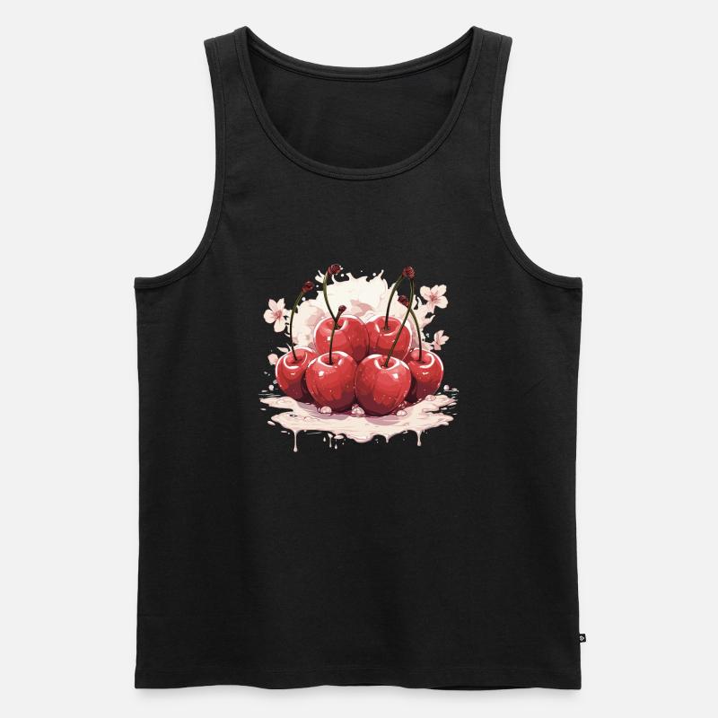 Kirsche - Illustration - Männer Premium Bio Tank Top - Schwarz