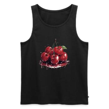 Cherry - illustration - Men's Premium Organic Tank Top - black - Front - Michal (187cm)