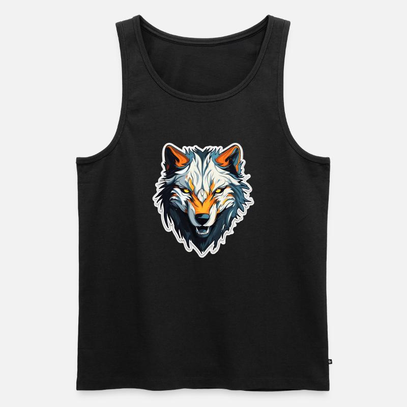 Wolf - Illustration - Männer Premium Bio Tank Top - Schwarz
