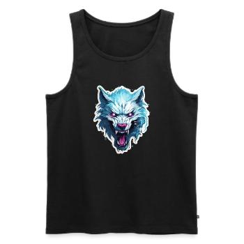 Wolf - Illustration - Männer Premium Bio Tank Top - Schwarz - Vorne - AI Model Male 178 light (178cm)