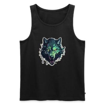 Wolf - Illustration - Männer Premium Bio Tank Top - Schwarz - Vorne - AI Model Male 178 light (178cm)