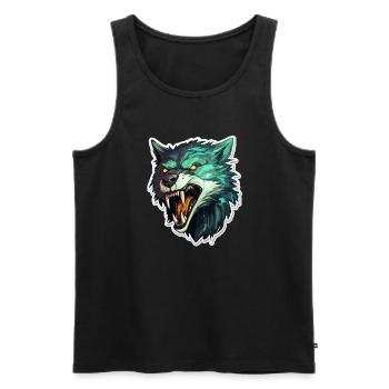 Wolf - Illustration - Männer Premium Bio Tank Top - Schwarz - Vorne - AI Model Male 178 light (178cm)
